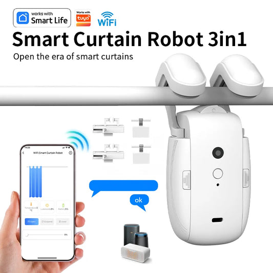 WiFi Akıllı Perde Motoru - Elektrikli Perde Kontrol Cihazı, Otomatik Açıcı, Gateway Destekli, Alexa ve Google Home Uyumlu